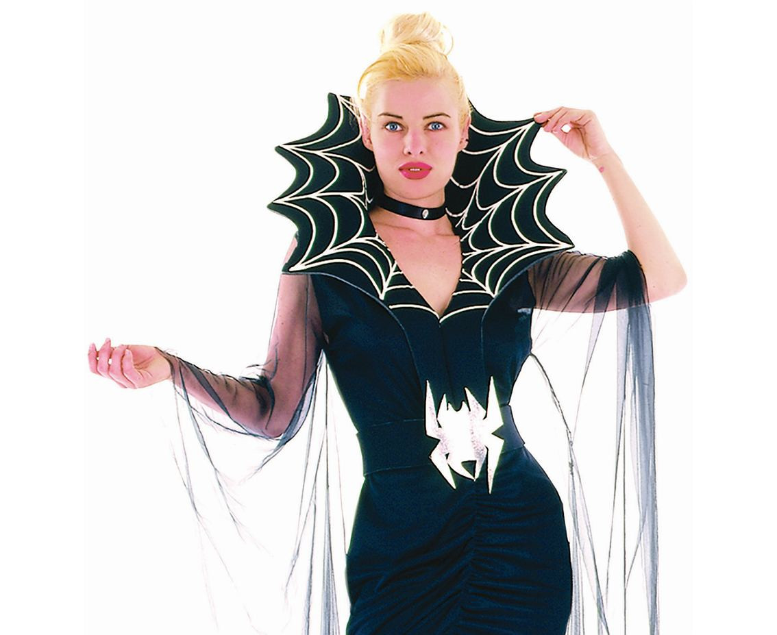 Role play-set for adult Spider Widow (dress with sleeves and collar, belt), size S